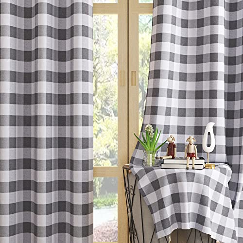 UPOPO Curtains for Windows Buffalo Check Plaid Gingham Pattern Rod