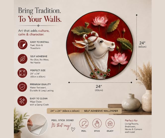 Image of Pichwai Cow Wallpaper for Mandir 60x60 cm