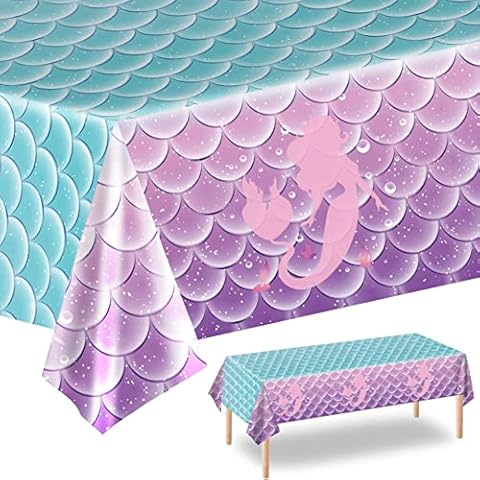 LVGPH Mermaid Theme Disposable Tablecloth Cover