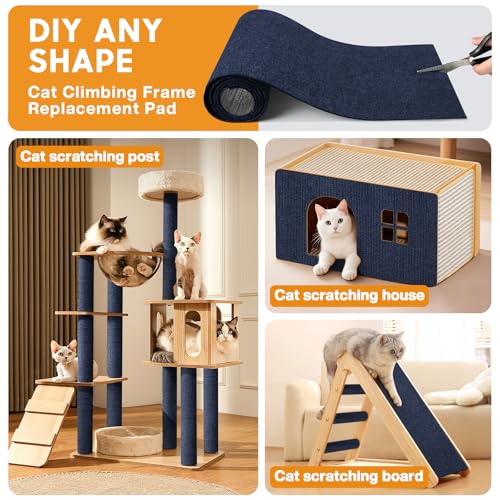 Image of 2 Pcs 40 x 16 in Cat Scratch Furniture Protector with Cutter Slider and Measuring Tape, Trimmable Self-Adhesive Cat Scratch Carpet, Suitable for DIY Cat Tree Stands, Sofas,Cat Tower