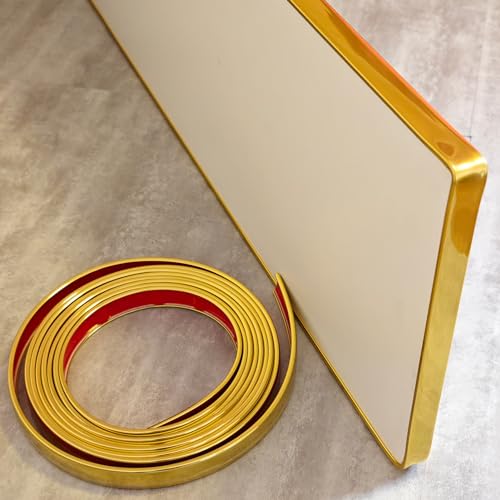 GELINTONG 4.8 M U-Form Selbstklebend TPE Faltbarer Möbel KantenSchutz Band, Flexible Kantenumleimer, Furnierband, für Schrankkanten, Abschlussleiste, Deckenkanten, Arbeitsplatten (Gold,25mm×4.8m)