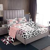 Loussiesd Juego de sábanas de vaca para niños, tamaño individual, con estampado de vaca, con bolsillo profundo, sábana bajera decorativa, diseño de vaca lechera, color blanco y negro, juego de cama de