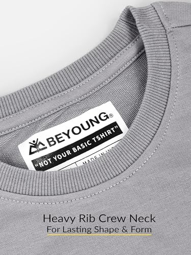 Image of Beyoung Looper Solid Oversized Tshirt for Men | Round Neck | Drop Shoulder | Half Sleeves | Plain Oversized Tshirt