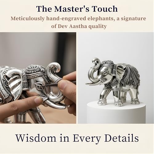 Image of 999 Pure Silver Plated Elephant Statue Pack of 2 | 4 Inch Vastu & Good Luck Showpiece for Beautiful Table Decor, Prayer Room & Pooja Room | Auspicious Gift Option
