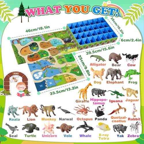 Image of Farm Animal Toys, 26 Pcs Animals Activities for Toddlers 3-8 Year Old Boys Farm Animals Alphabet Learning Games for Toddlers 3-9 Sensory for Boys Girls
