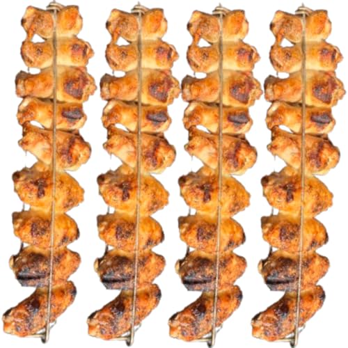 Chicken Wing Rails for Grilling Clamping Wing Rack for Even Cooking Stainless Steel Rust-Resistant Dishwasher Safe Holds 9 Wings Hot Dogs & Sausages 4-Pack