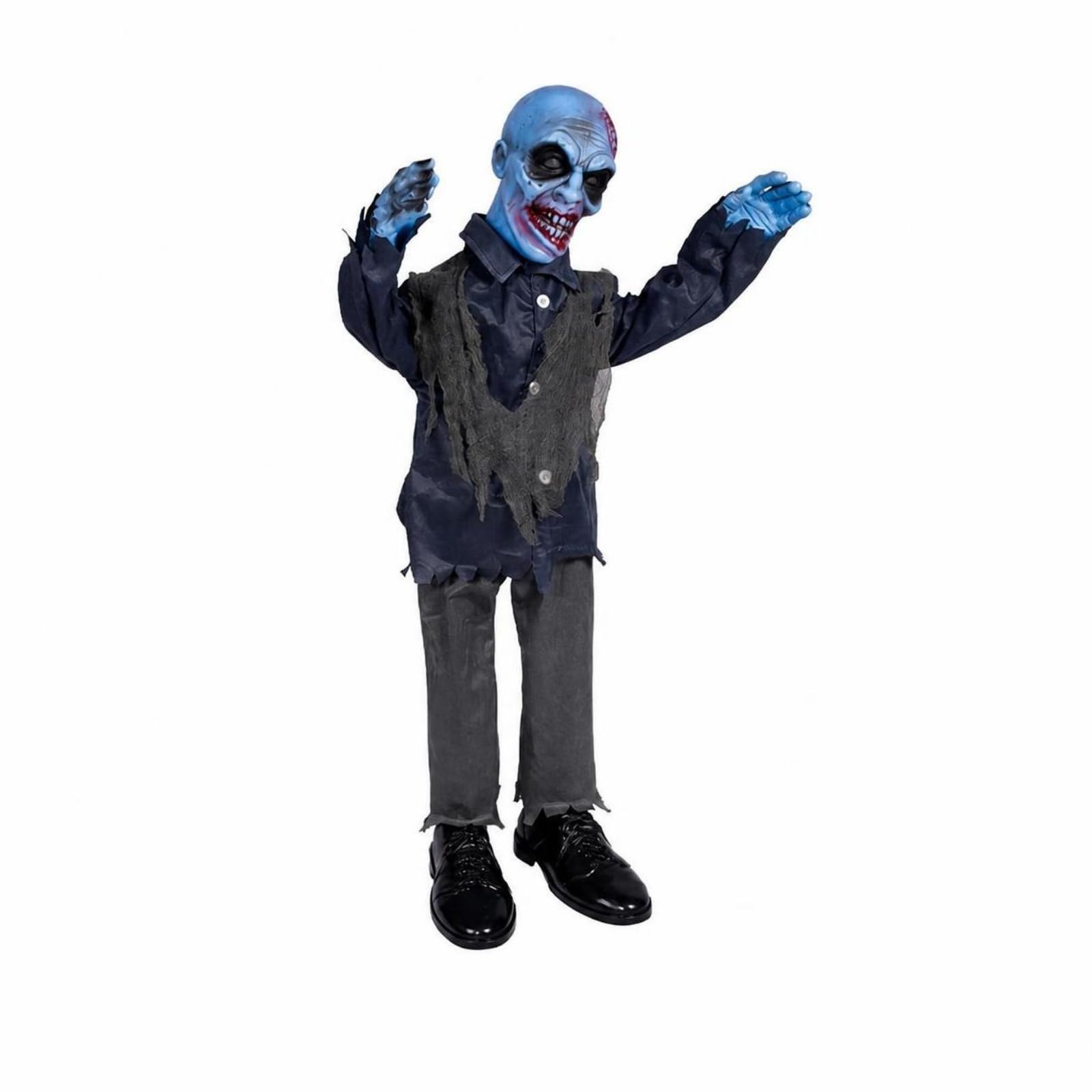 Zombie Animé Terrifiant | Activation par Capteur Sonore, Décoration D'Halloween, pr Porche , Tête Bleue