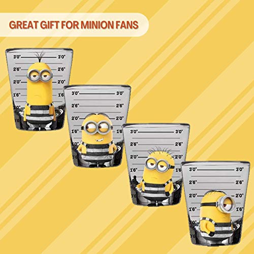 Silver Buffalo Minions Despicable Me Mug Shot 4 Pack Mini Glass Set, 1.5 Ounces #TOP4