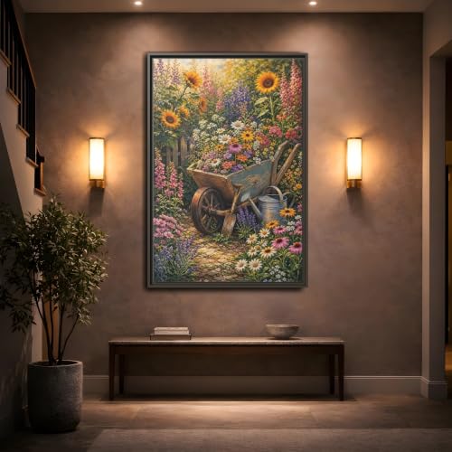 Cadre canvas fleurs traditionnelles pour décorer un grand salon