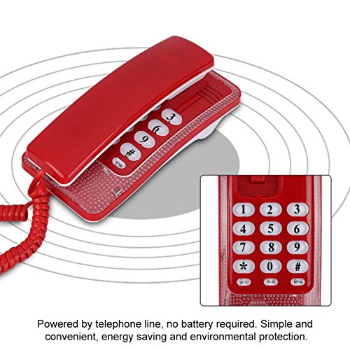 Teléfono fijo retro con montaje en pared, rojo miniatura 2