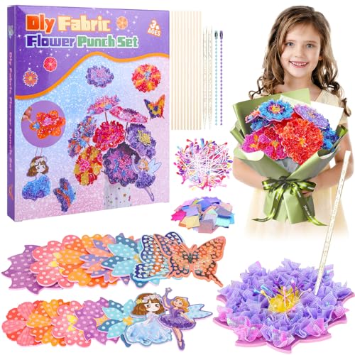 GSrenyu Arts and Craft Kits for Kids Poke-in Art Gifts for 4 5 6 7 8 Year Old Girls Birthday Presents Kid Craft Activity Party Favors Supplies Educational Toys Flower Gifts for Girls Toys Age 4-12