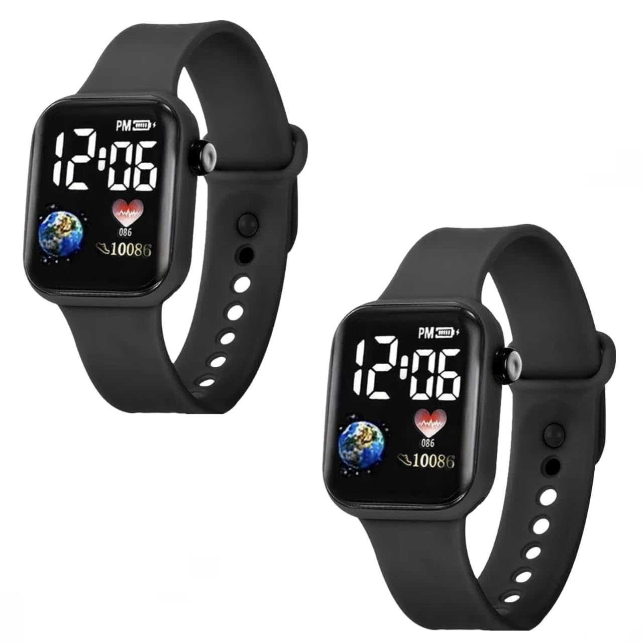 GLENVIT-XWaterproof LED Display Fashionable Children Kids Digital Sports Square Led Watch for Kids, Boy & Baby Girls-Digital Watch for Boys and Girls Kids (Pack of 2)