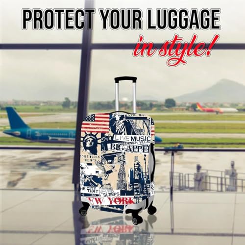 Blue New York Polyester Fabric Protective Luggage Cover Without Suitcase (Medium)3