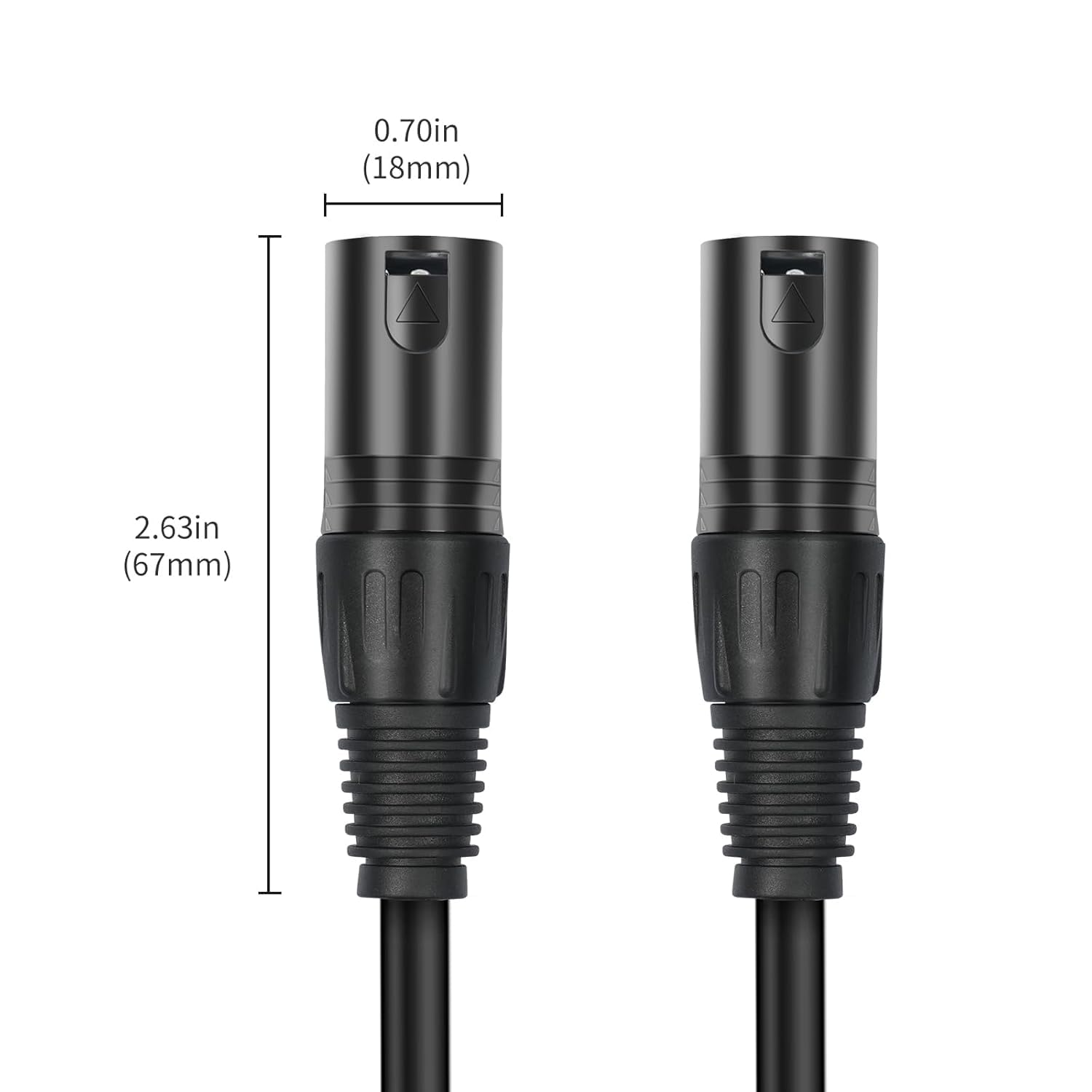 Paquete de 2 cables de micrófono XLR macho a macho, 33 pies, cable de audio equilibrado profesional con cobre libre de oxígeno, conectores chapados en oro, para estudio, escenario, sistemas