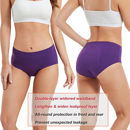 Image of HATSURE Period Underwear for Women Leak Proof Cotton Overnight Menstrual Panties Briefs (Multipack)