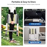 Panana Telescopic Ladder, 3.8m/ 12.5ft Stainless Steel Extension Ladder, Collapsible Portable Loft Ladder with Non-Slip Feet, Adjustable Height Step Ladder for Home Outdoor Use - Image 6