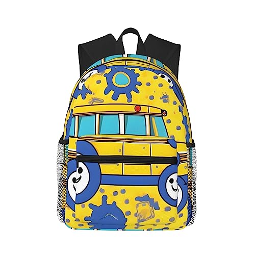 Sac à dos WURTON noir motif bus scolaire polyvalent taille unique pour voyage et sport