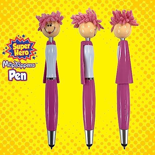 Raymond Geddes Super Hero Stylus & Ballpoint Pen Set With Mop Pencil Toppers (Pack Of 18) #TOP1