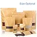 R-Noble 50 Pcs 3.5x5.5 Inches Stand Up Kraft Paper Bag, Reusable Zip Lock Sealing With Notch Matte Transparent Window Bags, All Purpose Storing Food Storage, Ideal for Coffee Beans, Nuts, Biscuits DIY