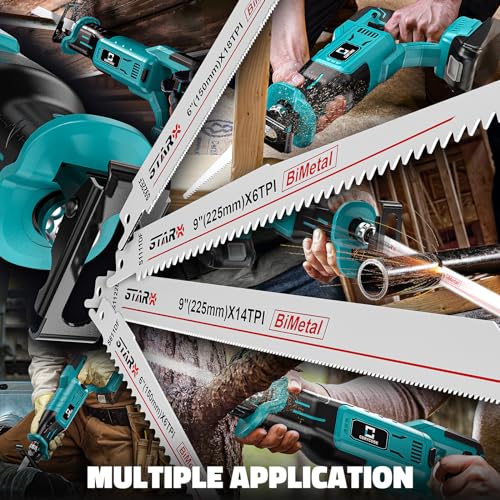 Cerycose Cordless Reciprocating Saw Compatible with Makita 18V Battery, Variable Speed 1" Stroke Length,3200 SPM, Toolless Blade Change, 4 Saw Blades for Metal Wood PVC Cutting Tool Only thumbnail 8