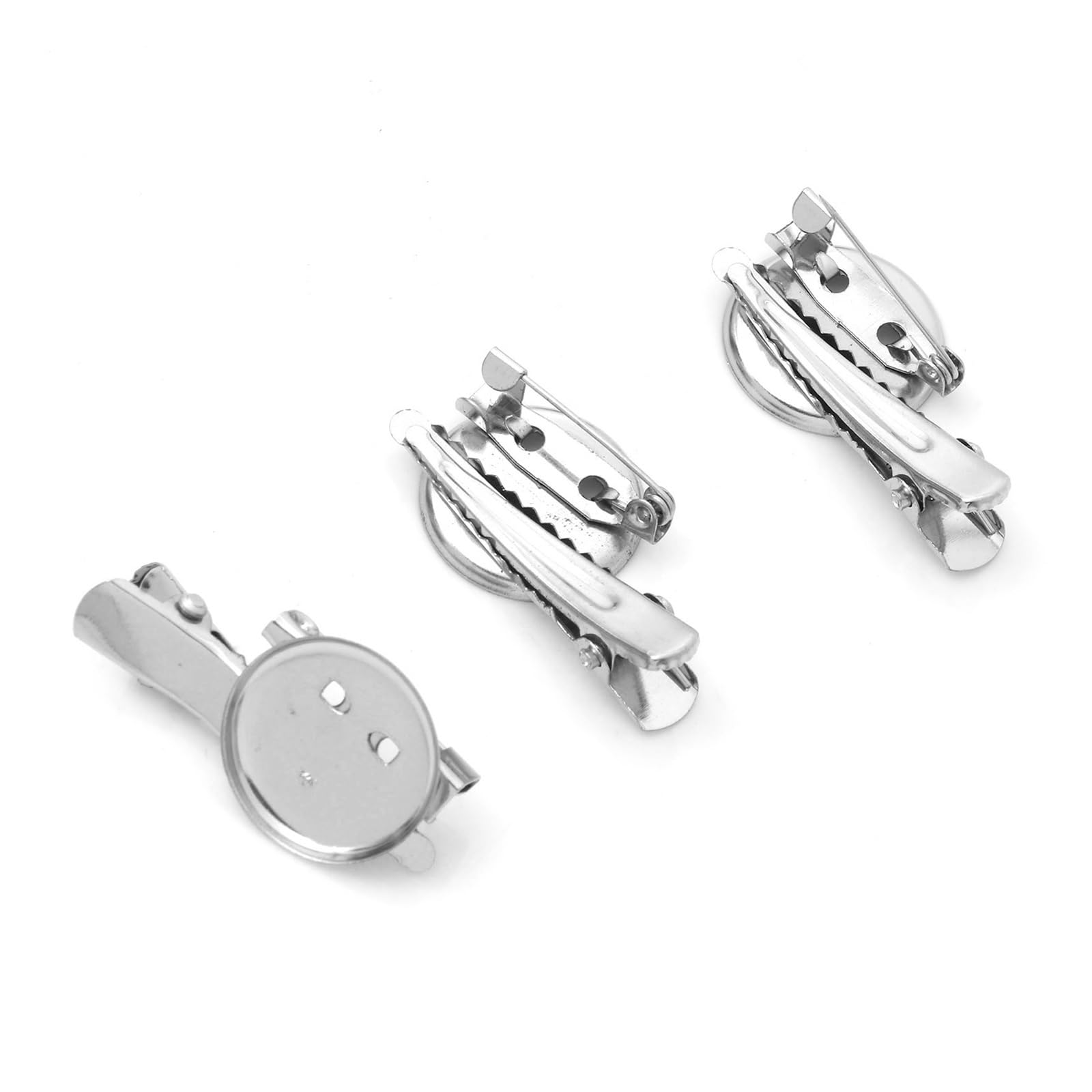 Bandejas de alfileres de broche con, broches Base 50 broches de aleación de hierro, color plateado, redondo, de metal, en blanco, con cierre seguro, for hacer joyas (color: plata, tamaño: 1.575 x 0.90