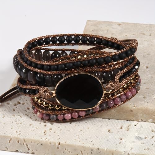 Image of Boho Stone Wrap Bracelet for Women,Turquoise Beaded Bracelet Jewelry Gift