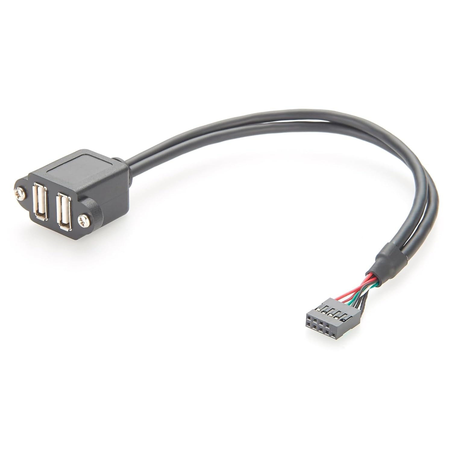 Screw Panel Mount Dual USB 2.0 A Female to Motherboard 9Pin Header Cable Front Panel IDC 9 Pin Motherboard Internal Cable for Computer, Tablet, Printer, Barcode Scanner, Car, Camera (2PCS, 0.3M)