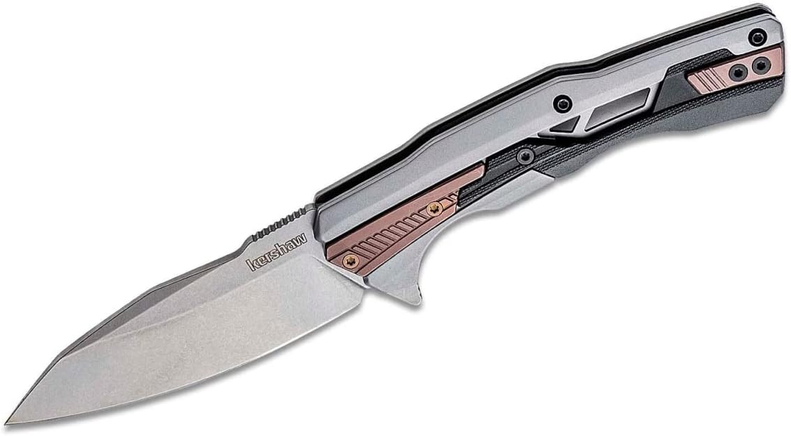 Kershaw Endgame Pocket Knife, Silver and Black, 3.25 Inch Steel Spear Point Plain Edge Blade, EDC with Manual Opening, Reversible Pocketclip, Everyday Carry Pocket Knife for Men and Women