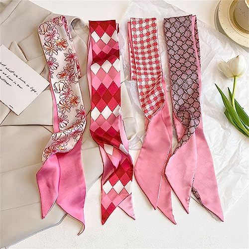 QTMY 4 Pack Purse Scarf for Bags Silk Head Scarf for Hair Handbag Women Scarfs Band Hair Neck Scarves Fashion Gifts,042