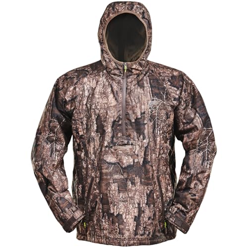 Gator Waders Mens 1/2 Zip Bog Hoodie - Waterproof Windproof Hunting & Offroad Wader Jacket - Comfortable Coral Fleece Lining
