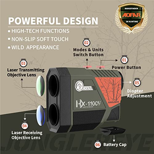 AOFAR HX-1100V Rangefinder for Hunting Archery, 1100 Yards with Angle and Horizontal Distance, High-Precision for Bow Hunting with Range,Speed,Scan Mode,6X,Lightweight,Free Battery,Carrying Case - Thumbnail 5