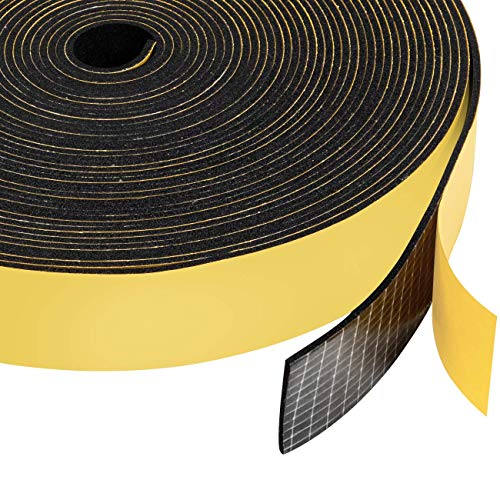 Neoprene Rubber Foam Tape 1 Inch Wide x 1/16 Inch Thick, Adhesive High