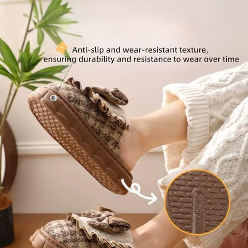 Cute Butterfly Knot Fuzzy Plush Winter House Slippers with Cozy Memory Foam Indoor Outdoor for Women4