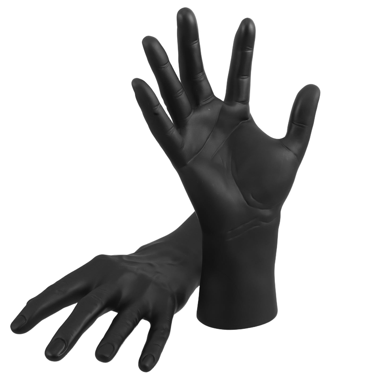 iplusmile 2 Stück Männliches Handmodell aus Schwarzem Kunststoff mit Offenem Fingerdesign zur Schmuckpräsentation von Ringen und Armbändern für Zuhause und Einzelhandel