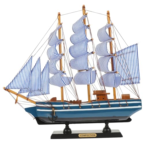 SOLUSTRE Wooden Sailboat Model Decor Nautical Tabletop Statue for Home Office Mediterranean Style Sailing Chic Sailing Enthusiasts