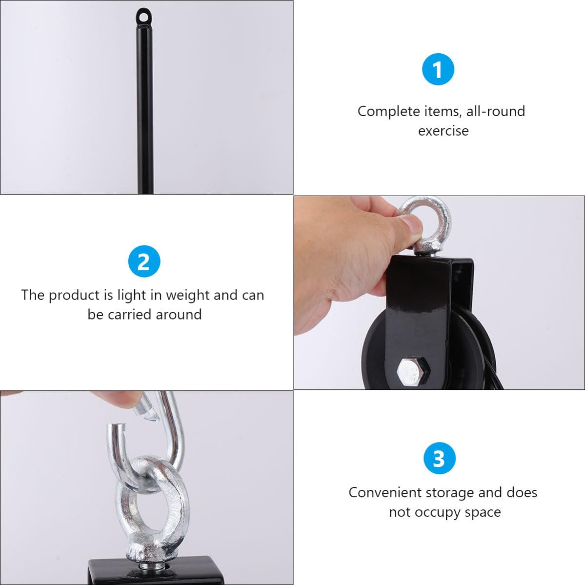 Kit de Equipo de Fitness Poleas y Cables de Metal Negro, Fácil de Instalar para Entrenamiento de Fuerza y Ejercicio Completo en Casa