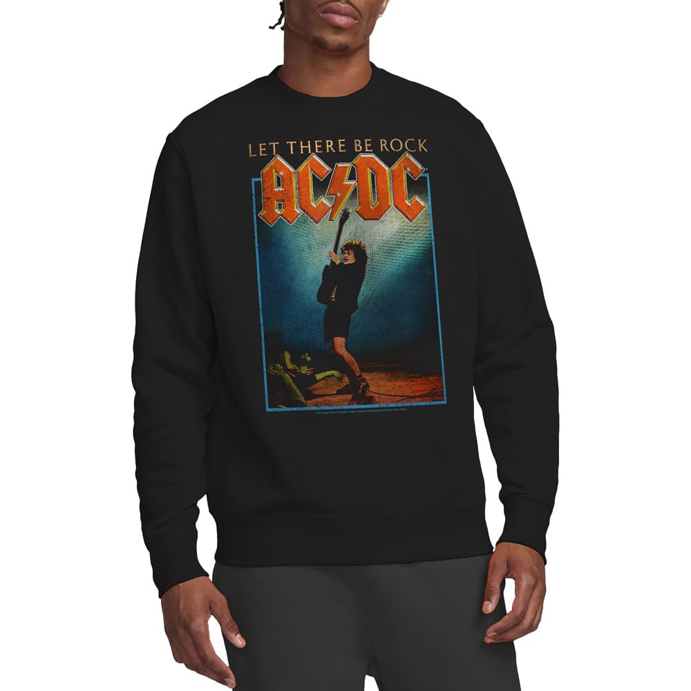 Ac/Dc Unisex Black Acdc Let There Be Rock Crew Sweatshirt, Medium