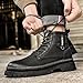 Men's Fashion Leather High-Top Lace-Up Comfortable Chukka Ankle Boots Round Toe Non-Slip Casual Oxford Shoes for Walking Outdoor Hiking Street Style Y2K Motorcycle Backpacking Daily Wear (Black,9)