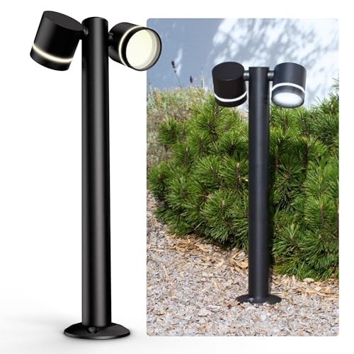SSC-LUXon ULICA Borne lumineuse d'extérieur avec 2 ampoules LED blanc neutre GX53 5 W – Borne d'extérieur IP54 orientable 230 V