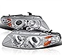 SPEC-D TUNING Dual Halo Chrome Housing Clear Lens Projector Headlight Compatible with 1997-2000 Dodge Avenger, 1997-2000 Chrysler Sebring 2 Door Coupe Left + Right Pair Headlamps Assembly