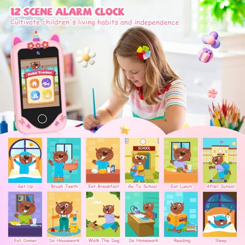 Image of Kids Smart Phone for Girls Gifts - Toddler Christmas Birthday Gift for Age 3 4 5 6 Year Old, Kids Cell Phone Toy with Touchscreen, Dual Cameras, Learning, Kid Mp3 Player, Games with 32 GB Card