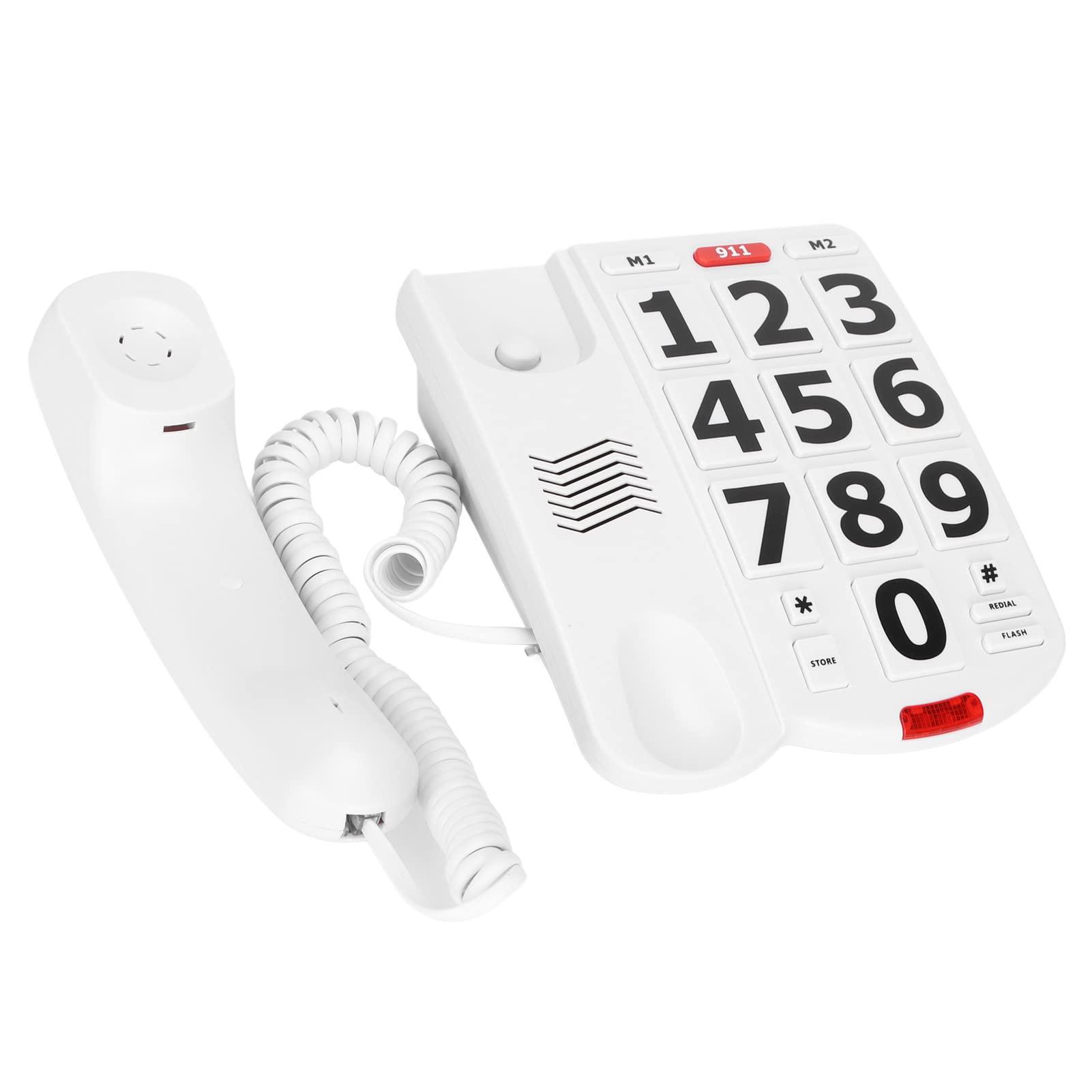 Telefono a Pulsanti Grandi per Anziani, Telefono Fisso con Filo, Selezione Rapida di Emergenza, Suoneria Extra Forte, per Anziani Ipoudenti e Ipovedenti