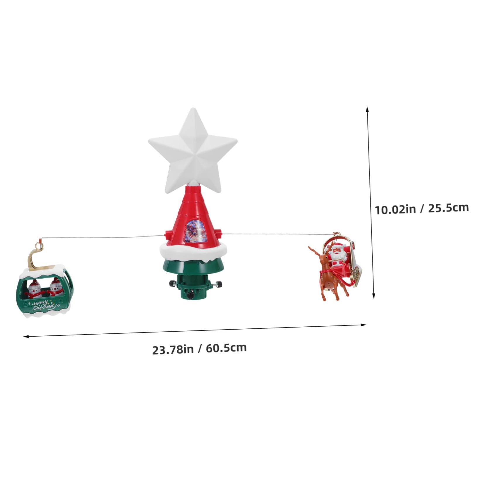 Cabilock Étoile de Sapin de Noël Rotative Lumineuse Décoration Musicale pour Sapin avec Traîneau du Père Noël et Bonshommes pour Intérieur et Extérieur