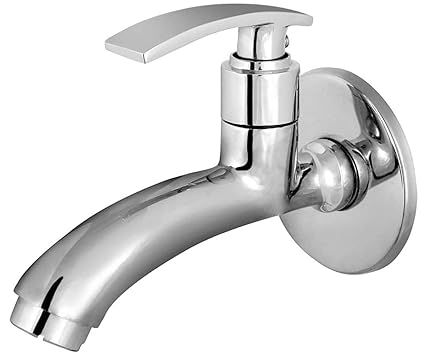 Jagger JBA211 Brass Long Body Taps for Bathroom/Kitchen Sink/Brass Taps for Home/Bathroom Bib Cock 1/2 Spout Outlet (with Wall Flange and Teflon Tape) (Soft Long Body)