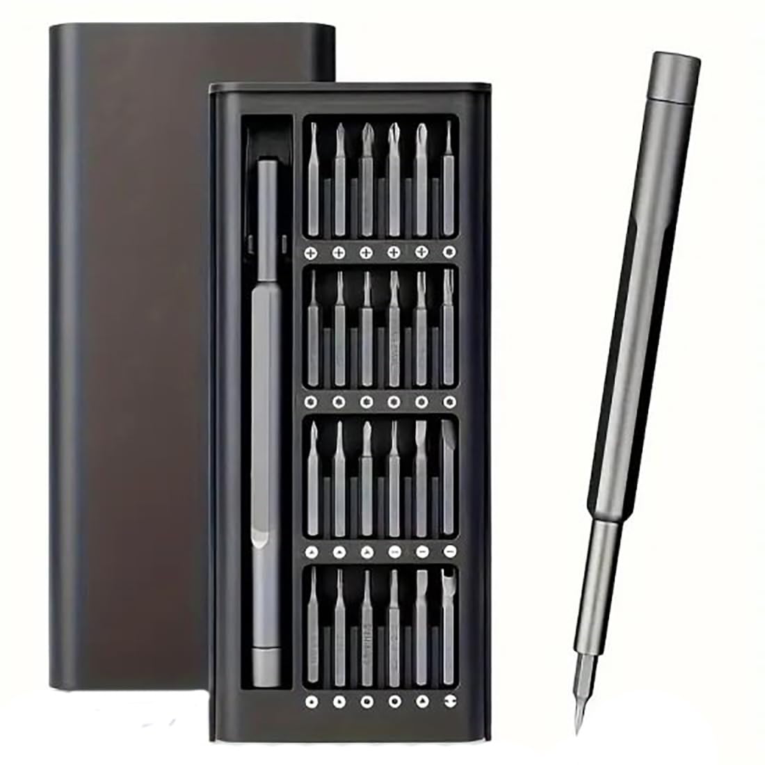 ONISHOMES 24 in 1 Small Mini Magnetic Precision Screwdriver Bits Set, Eyeglasses, Computer, Electronic, Watch Repair Kit with Phillips and Star Tiny Screw Driver Home Kit (Colour: Black)