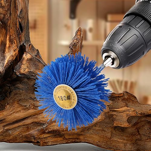 Image of 7 Pack Abrasive Nylon Wheel Brush for Drill with 1 /4 inch Shank 80 120 180 240 320 400 600Grits Sanding Mop Abrasive Wheel Drill Brush for Polishing Removing Rust and Painting,Blue