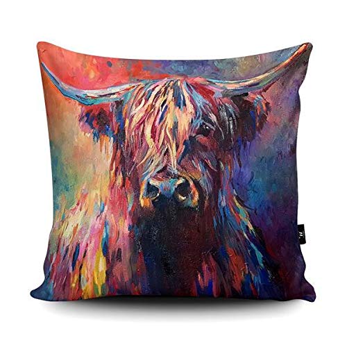 Wraptious Colourful Highland Cow Cushion