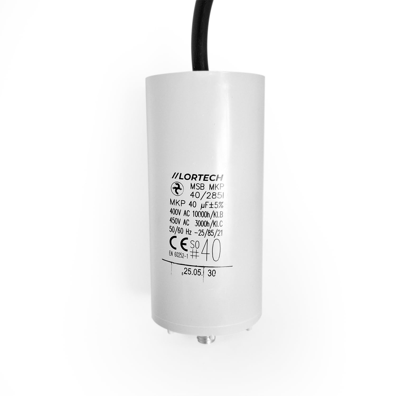 Condensador permanente de motor de cable 40 µF, Condensador de arranque Condensador permanente de motor de cable 40 µF, Condensador de arranque