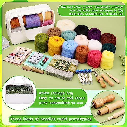 image for Mayboos Needle Felting Kit, 24 Colors Wool Roving Set, Needle Felting 