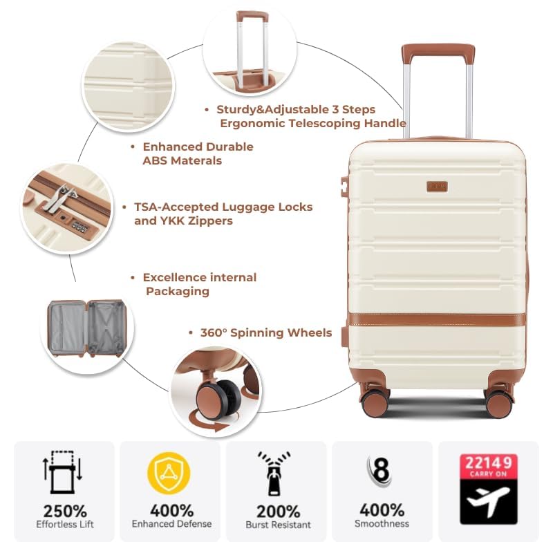Image of NEISIA Luggage Sets 3 Piece with spinner wheels, PC+ABS Hard Shell Travel Luggage,Lightweight Carry-on suitcases with TSA Lock,YKK Zippers(pink)